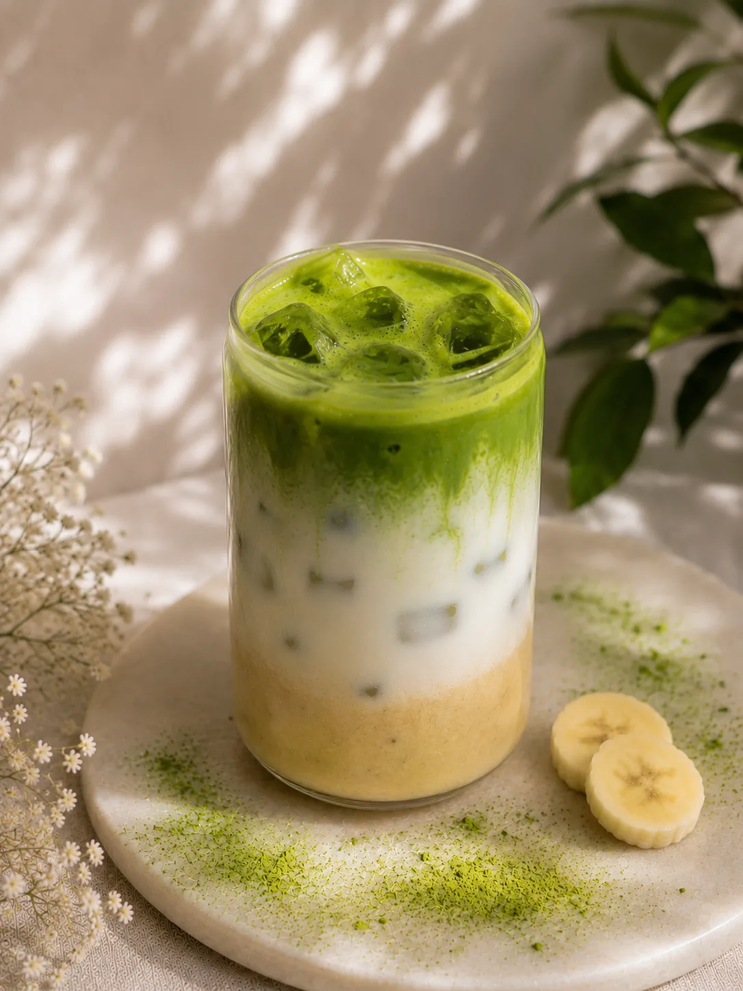 Warstwowa matcha bananowa.
